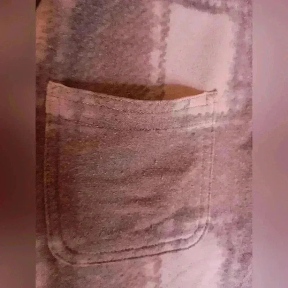 32 Degrees Lined Winter Dark Academia soft cozy warm Purple Plaid button up Med - Picture 3 of 7